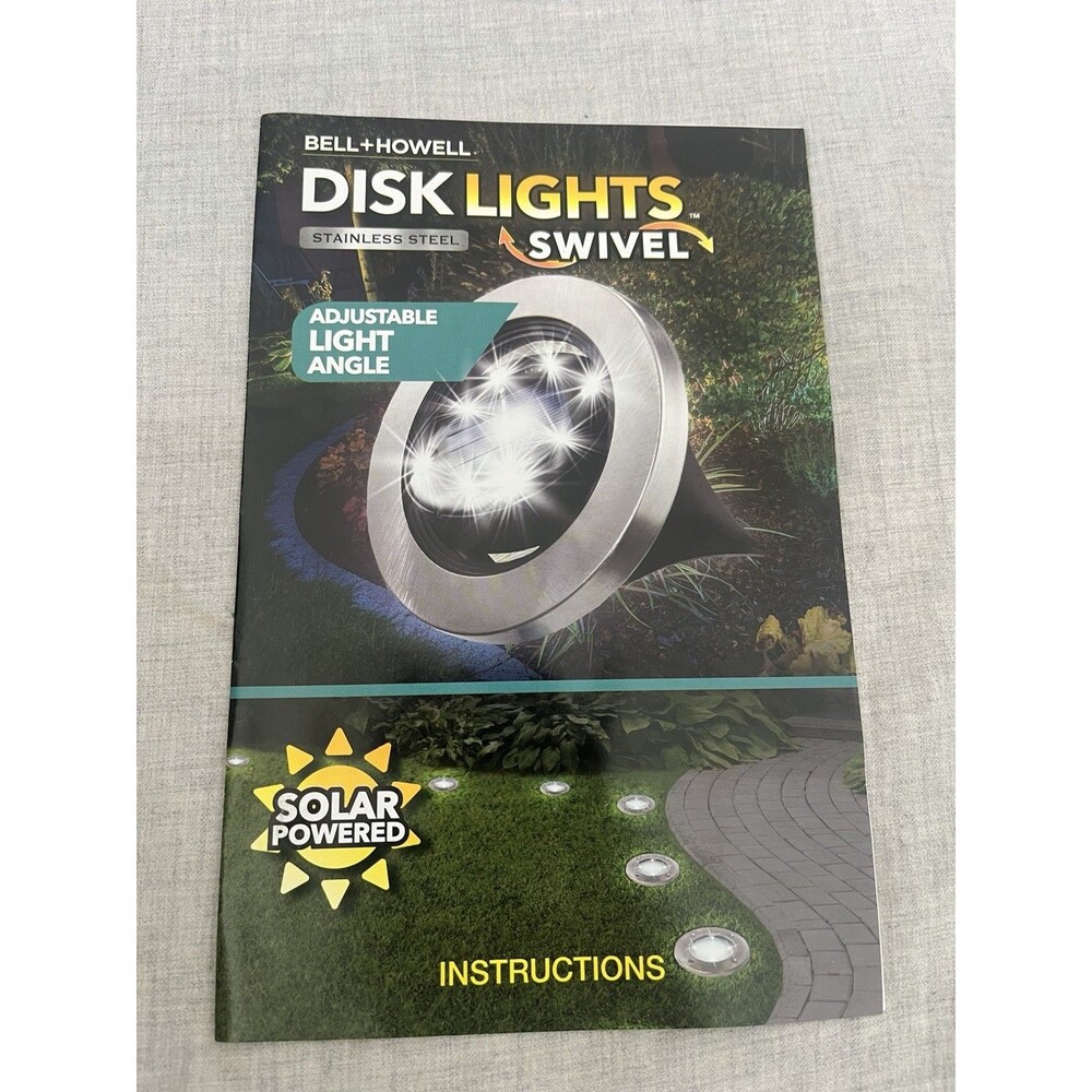 Bell + Howell Portable Solar LED Disk Lights 10 pack w/Stakes NEW IN BOX